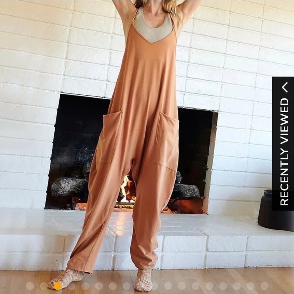 Wide Leg Jumpsuit with Pockets - Comfy Onesie Size M